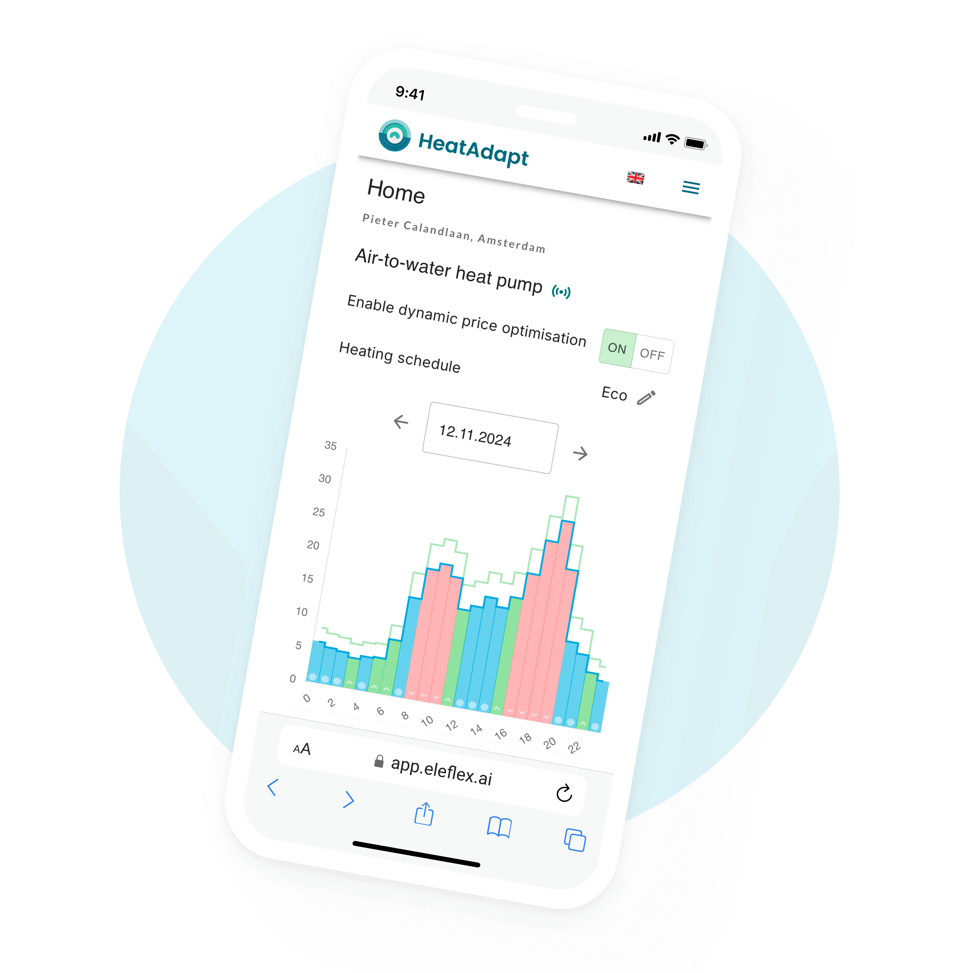 HeatAdapt-webbapp med day-ahead-värmeschema